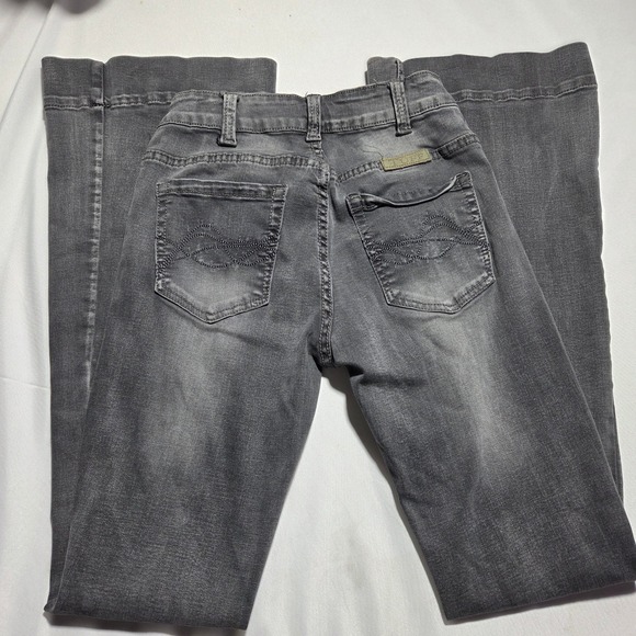 Cowgirl Tuff Co. Denim - Cowgirl Tuff Co Charcoal Gray Bootcut Flare Western Jeans W27 L33 Embroidered